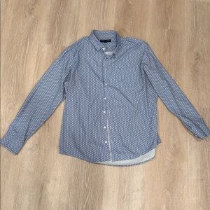 Mizzen+Main Leeward Dress Shirt – XL Trim Fit, No Tuck (Blue & White Pattern)